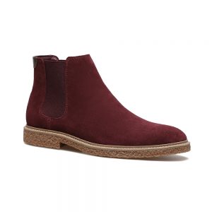 Men Burgundy Suede Chelsea Boot